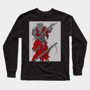 Bear Monster Playing Flaming Axe Bass Guitar Long Sleeve T-Shirt